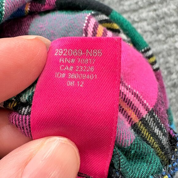 Victorias Secret Top Womens M Plaid Light Flannel Nightshirt Pocket Drawstring - Picture 8 of 15